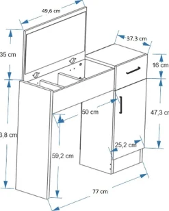 Schminktisch Incı - 100% MELAMINE - Heller Nussbaum - 77 x 108,8 x 37,3 cm