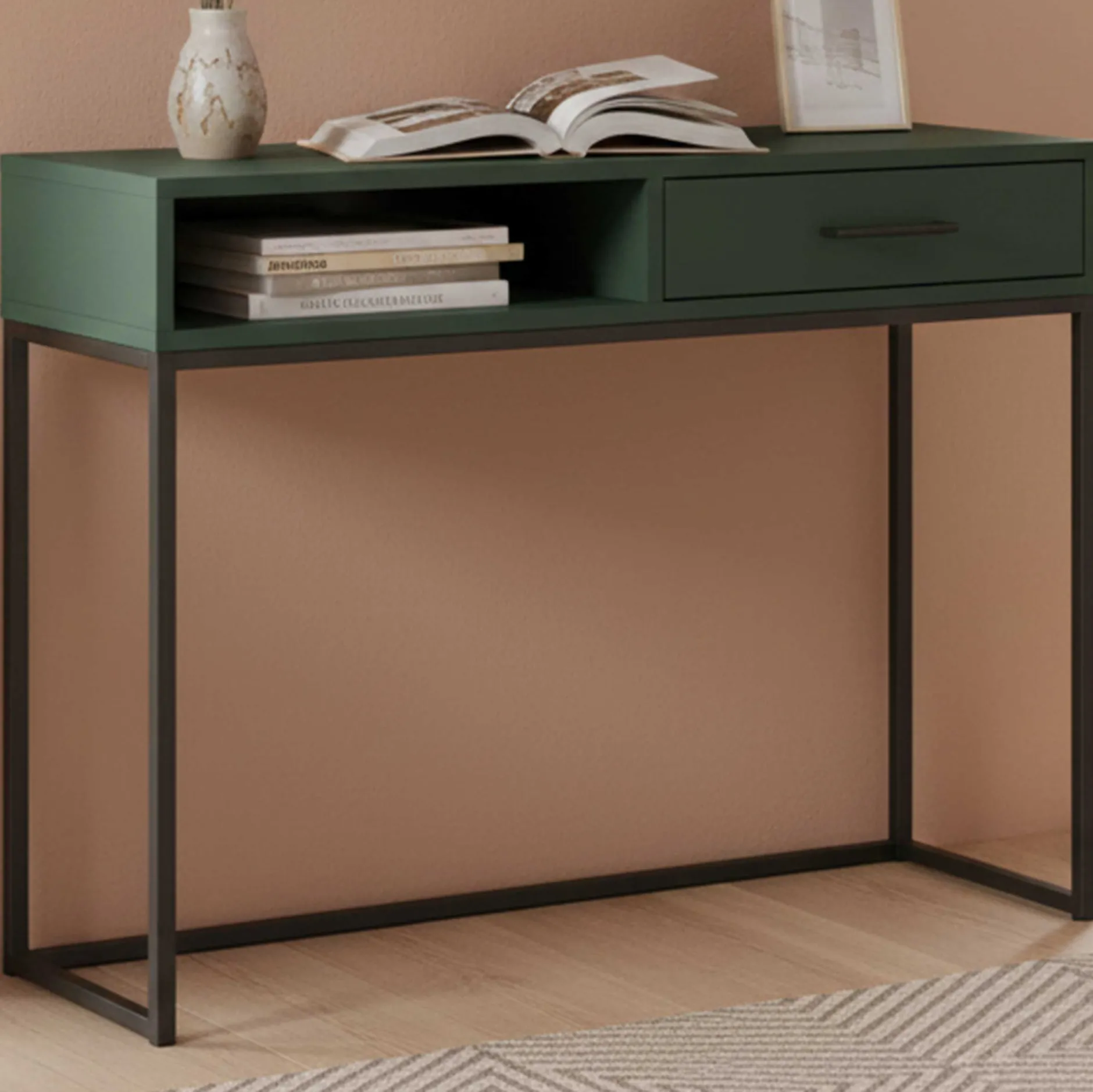 Schminktisch Lisanne 107cm, 1 Schublade - dunkelgrün