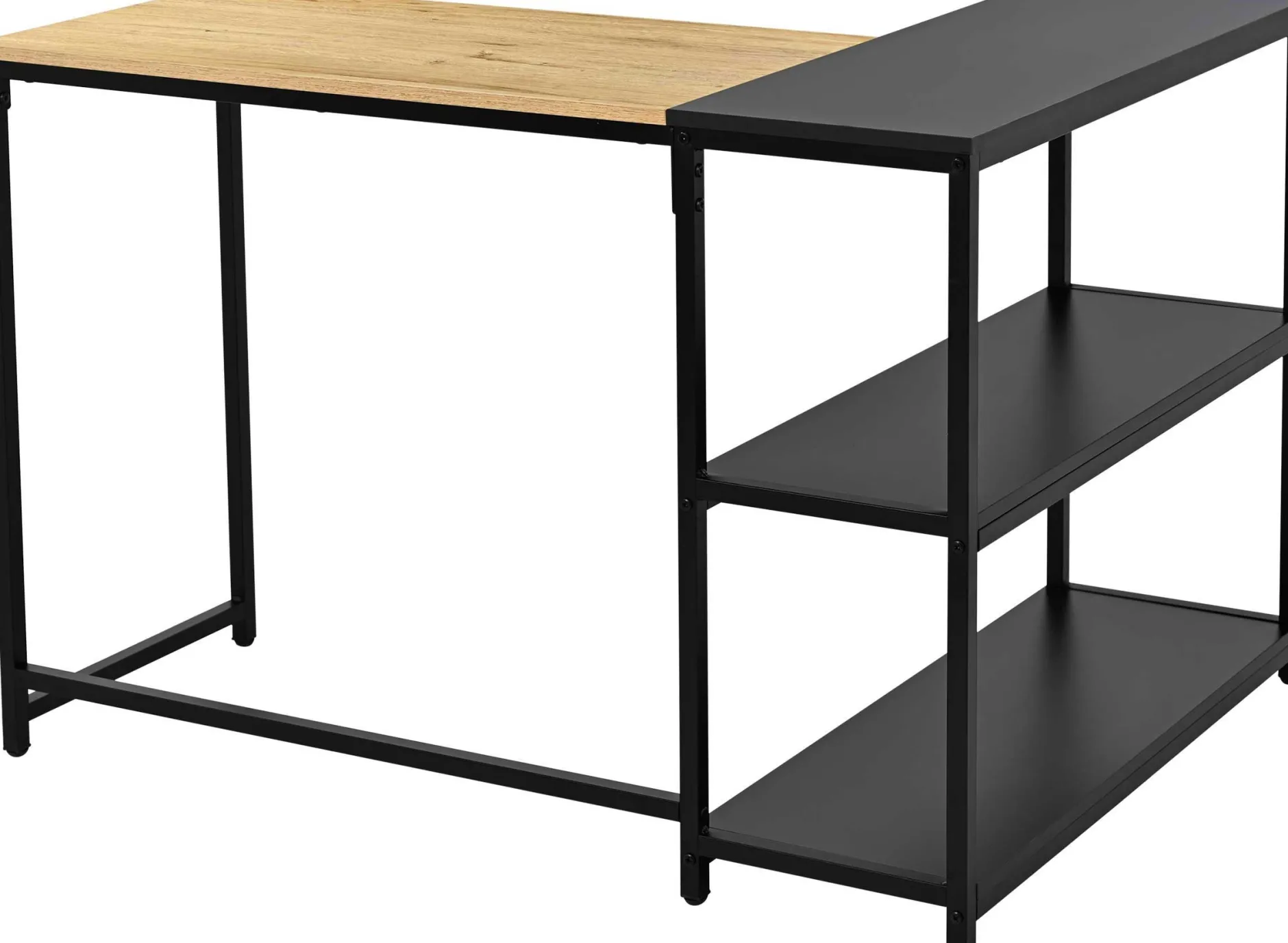 SchmitEckschreibtisch t - 110x80x76cm - mit Stauraum - Eiche Dekor/schwarz