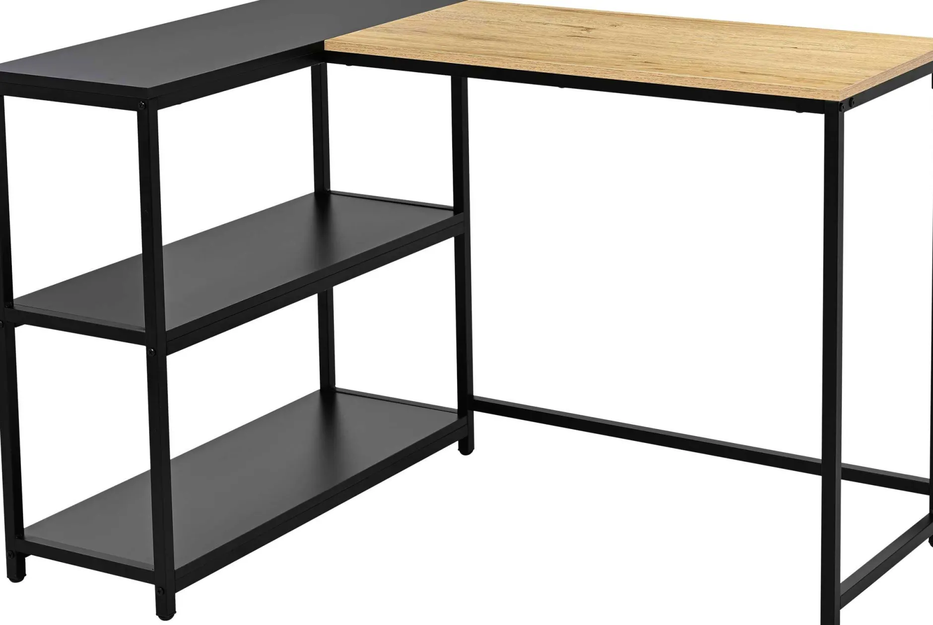 SchmitEckschreibtisch t - 110x80x76cm - mit Stauraum - Eiche Dekor/schwarz