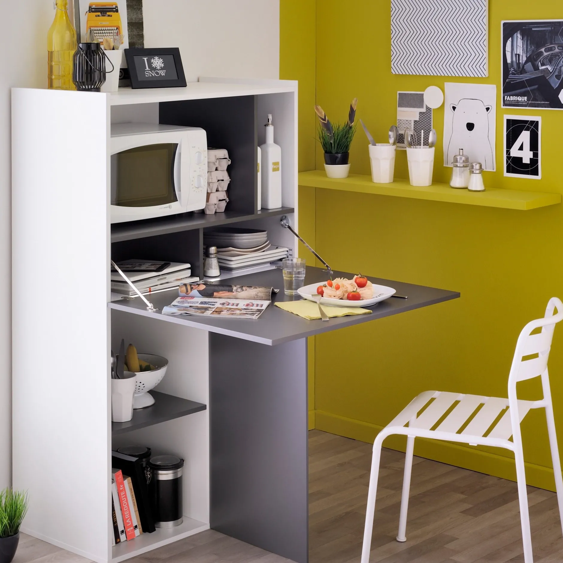 Schrank Flip 2 Türen - grau/weiß