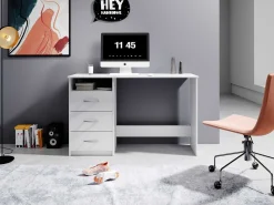 Schreibtisch Adriano 123cm mit 3 Schubladen - weiß