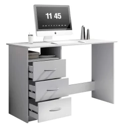 Schreibtisch Adriano 123cm mit 3 Schubladen - weiß