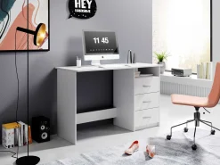 Schreibtisch Adriano 123cm mit 3 Schubladen - weiß