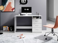 Schreibtisch Adriano 123cm mit 3 Schubladen - weiß