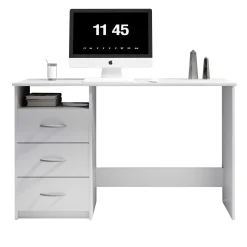 Schreibtisch Adriano 123cm mit 3 Schubladen - weiß