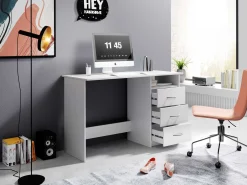 Schreibtisch Adriano 123cm mit 3 Schubladen - weiß