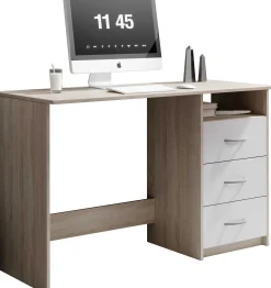 Schreibtisch Adriano 123cm mit 3 Schubladen - Eiche/Weiß