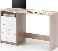 Schreibtisch Adriano 123cm mit 3 Schubladen - Eiche/Weiß