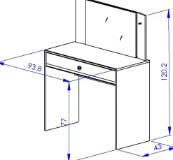 Schreibtisch/Ankleidetisch Under - 94x44x121cm - mit Schublade - Sonoma Eiche/Weiß