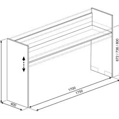 Schreibtisch auf Rädern Portia 175x40x97 - Eiche/anthrazit