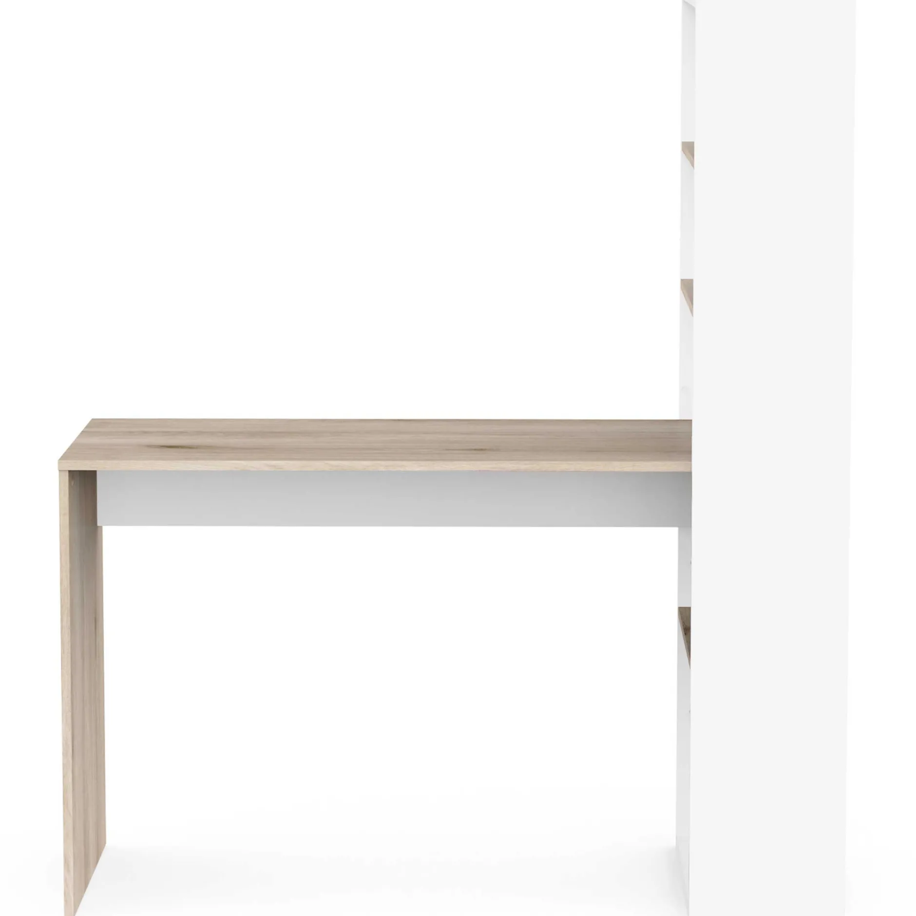 Schreibtisch Azizam - 123x53x145cm - mit Bücherregal - weiß/Eiche Dekor