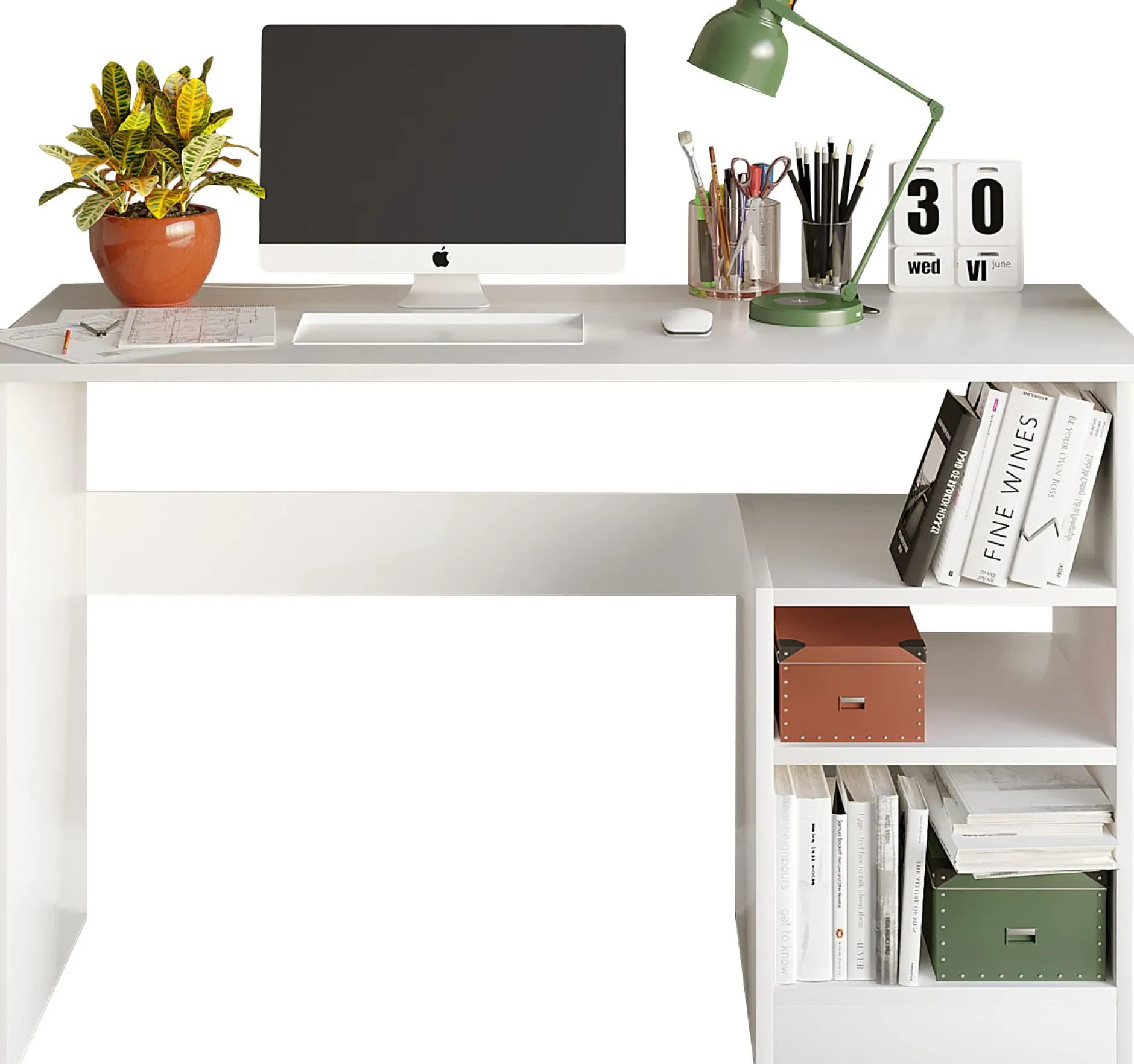 Schreibtisch Bahar - 100% MELAMINE - Weiß - 120 x 74 x 50 cm