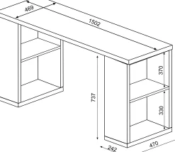 Schreibtisch Beau - 200x47x76cm - mit Ablagefläche - weiß