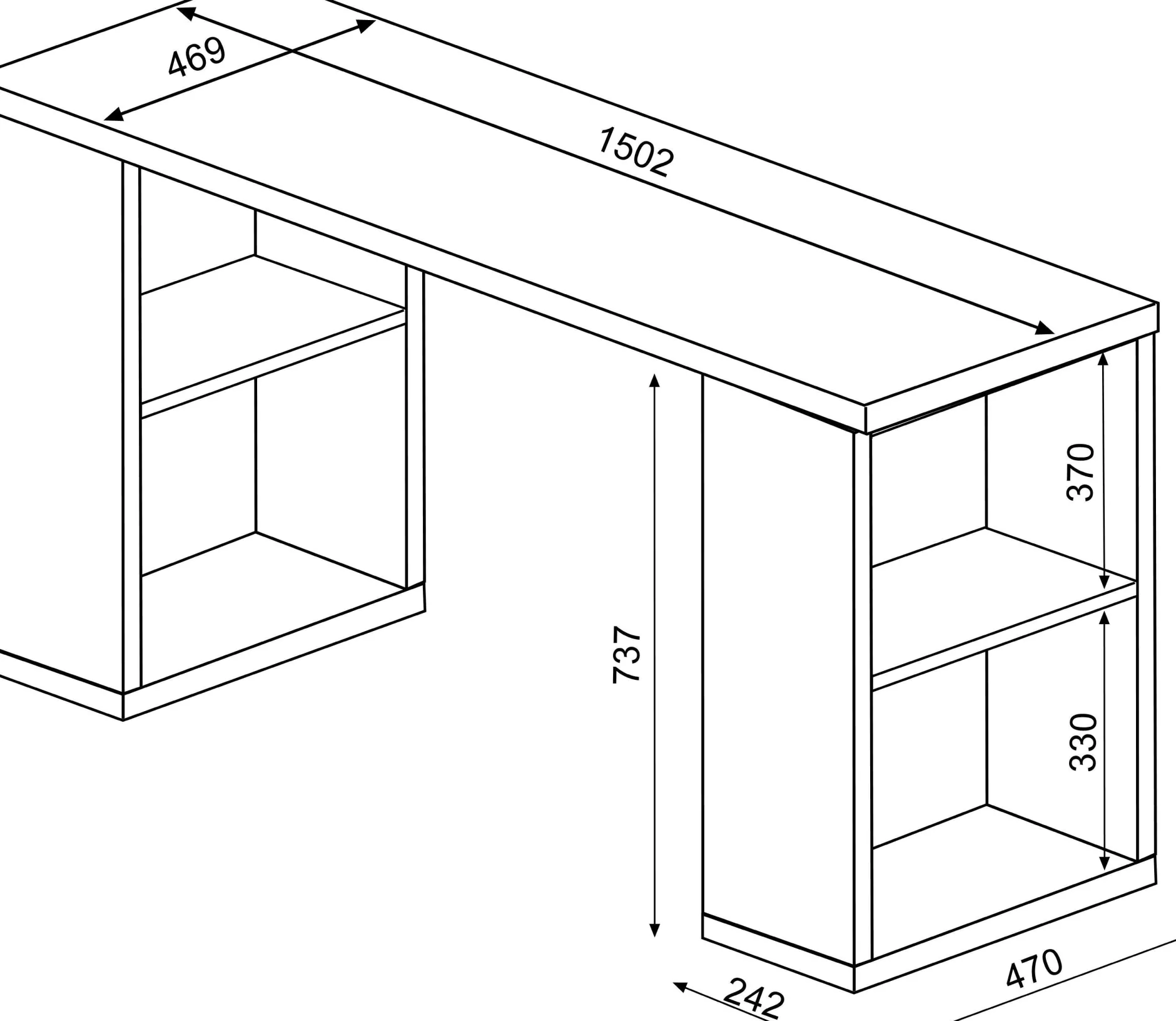 Schreibtisch Beau - 200x47x76cm - mit Ablagefläche - weiß