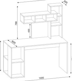 Schreibtisch Coral - 100% MELAMINE - Weiß - 140 x 153,8 x 60 cm