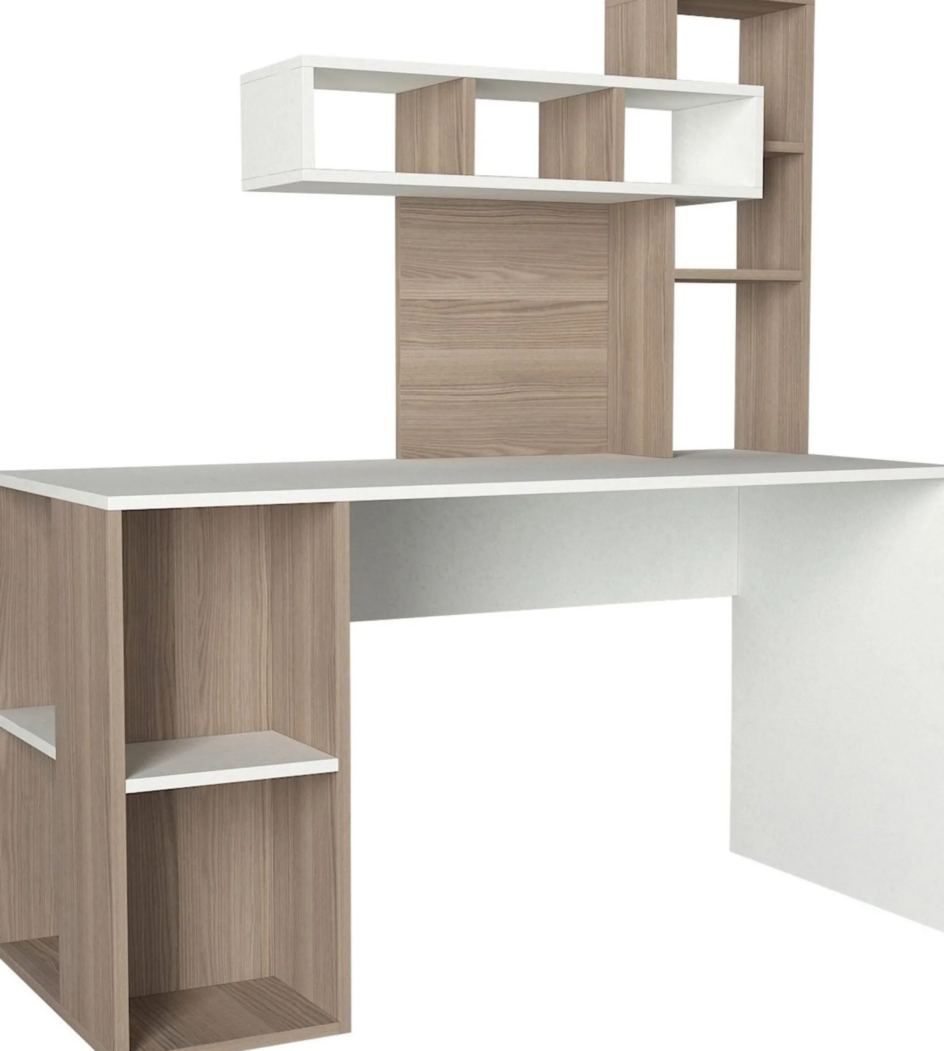 Schreibtisch Coral - 100% MELAMINE - Weiß - 140 x 153,8 x 60 cm