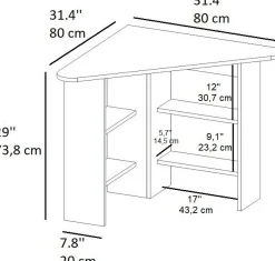 Schreibtisch Corner - 100% MELAMINE - Anthrazit - 80 x 73,8 x 80 cm