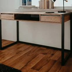 Schreibtisch Damon 120cm 2 Schubladen - Eiche/anthrazit