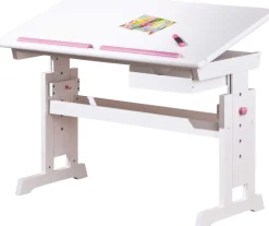 Schreibtisch Dana mit kippbarer Tischplatte - Blau/Rosa
