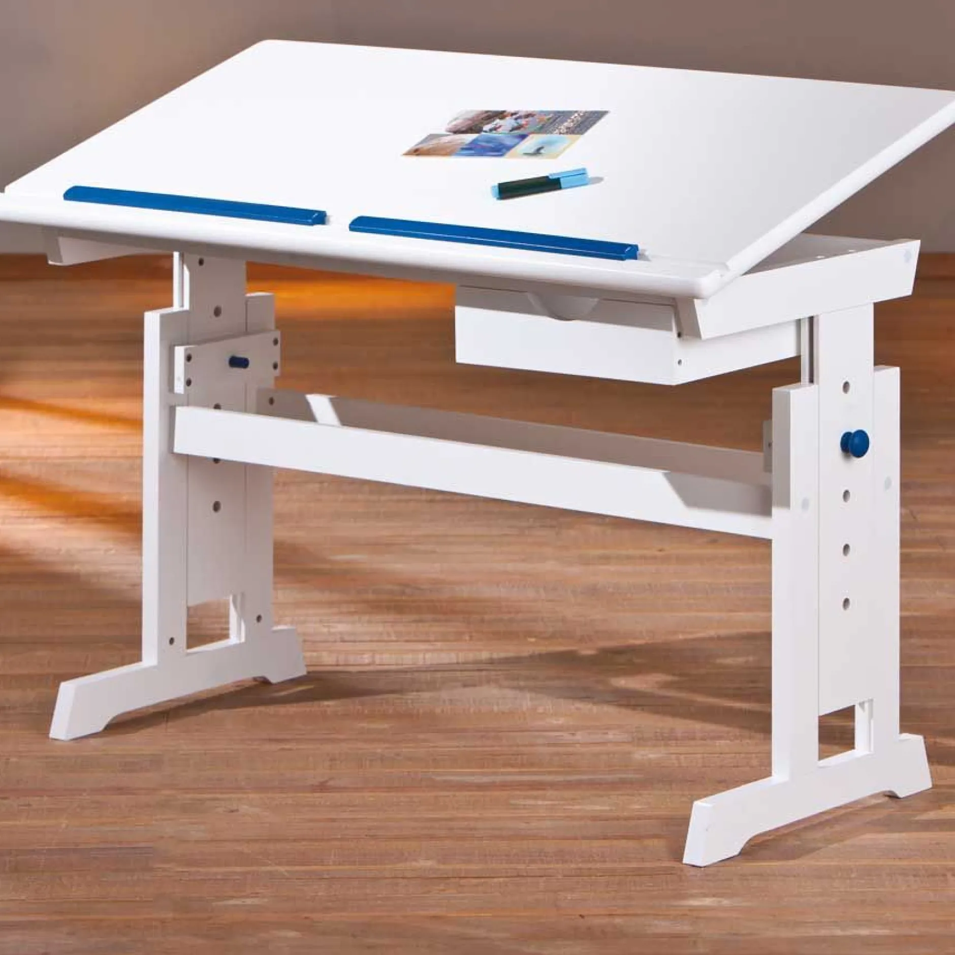 Schreibtisch Dana mit kippbarer Tischplatte - Blau/Rosa