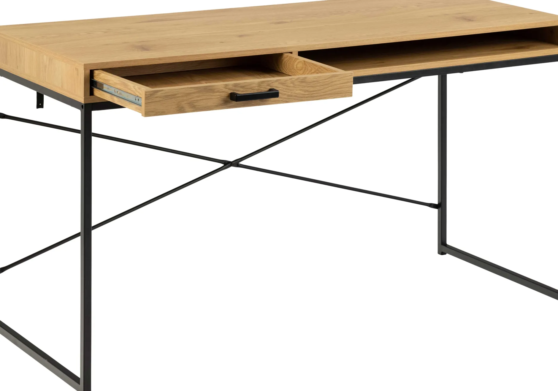 Schreibtisch Dover mit Schublade - Wildeiche/schwarz