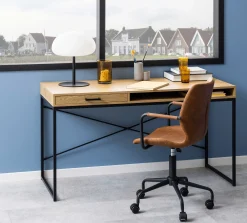 Schreibtisch Dover mit Schublade - Wildeiche/schwarz