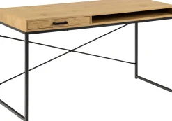 Schreibtisch Dover mit Schublade - Wildeiche/schwarz