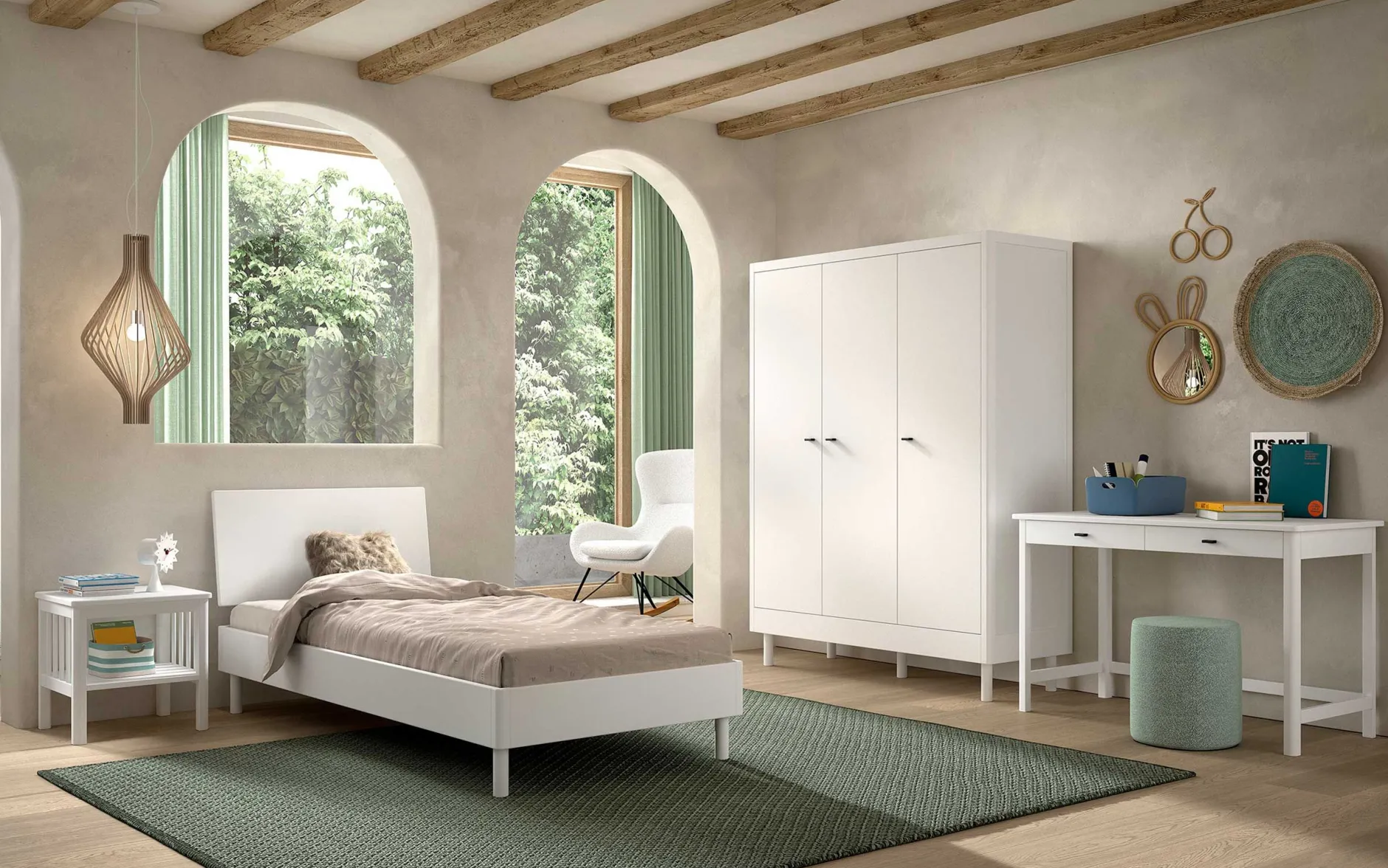 Schreibtisch Forrest - 120x60x77cm - mit zwei Schubladen - Weißbuche