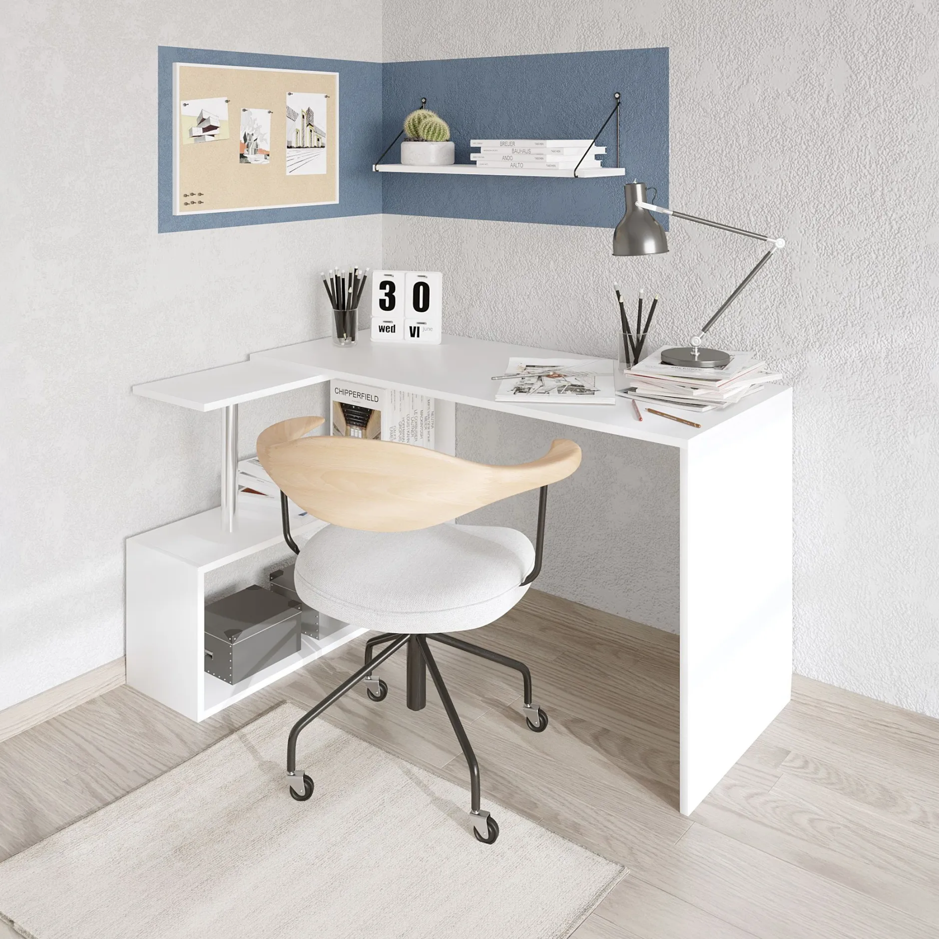 Schreibtisch Gelincik - 100% MELAMINE - Weiß - 130 x 74 x 94 cm