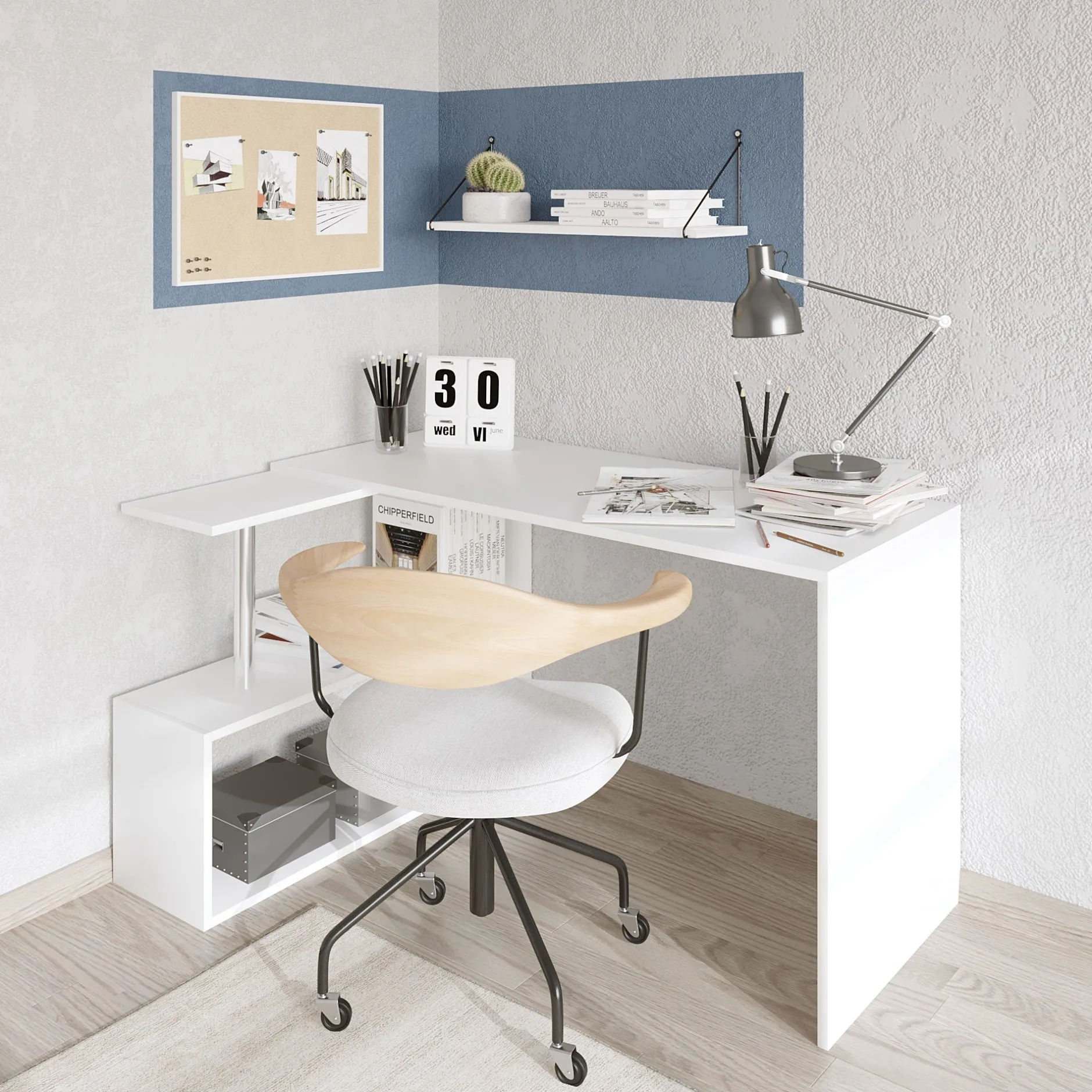 Schreibtisch Gelincik - 100% MELAMINE - Weiß - 130 x 74 x 94 cm