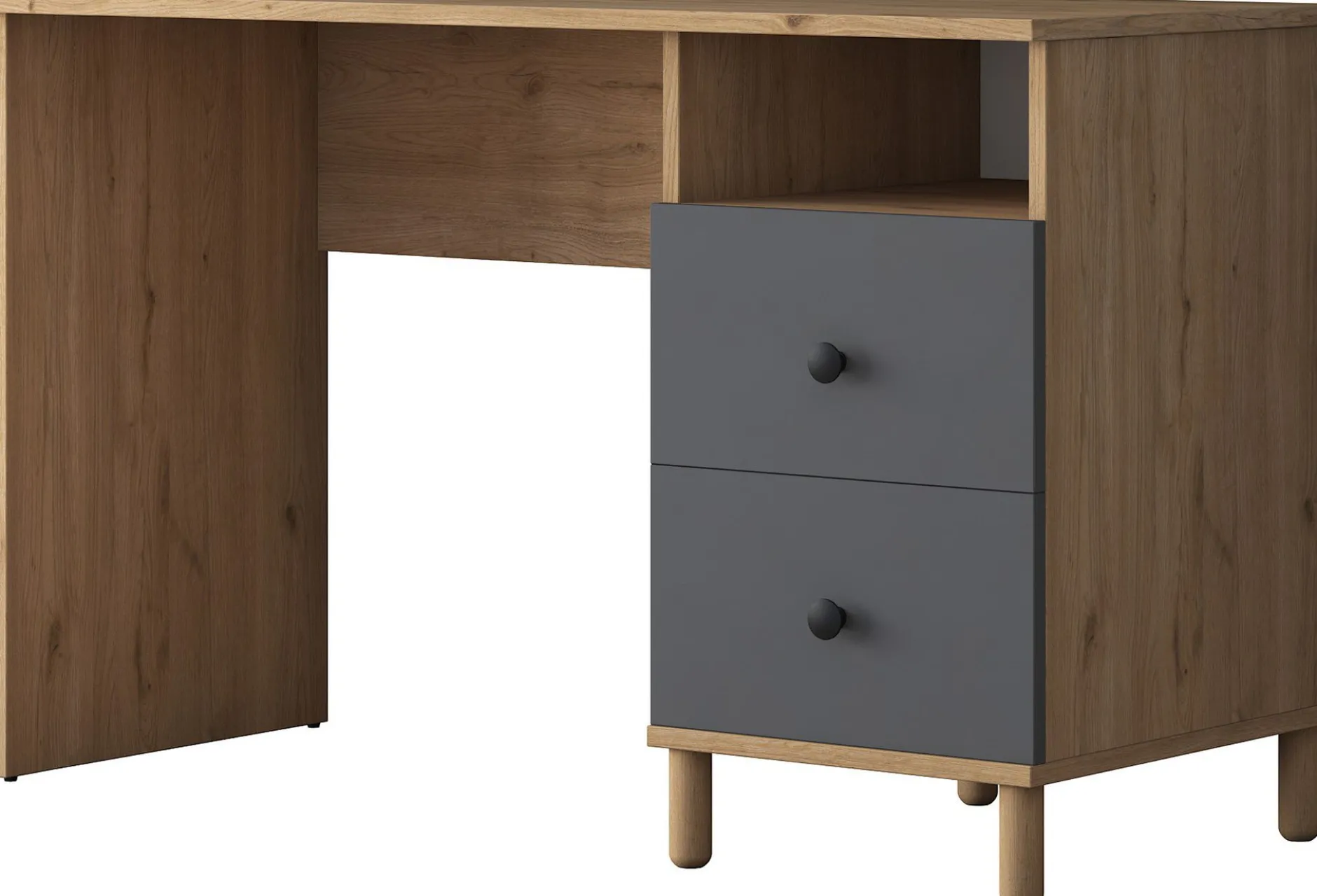 Schreibtisch HA115 - 100% MELAMINE - Nussbaum - 120 x 161,8 x 50 cm