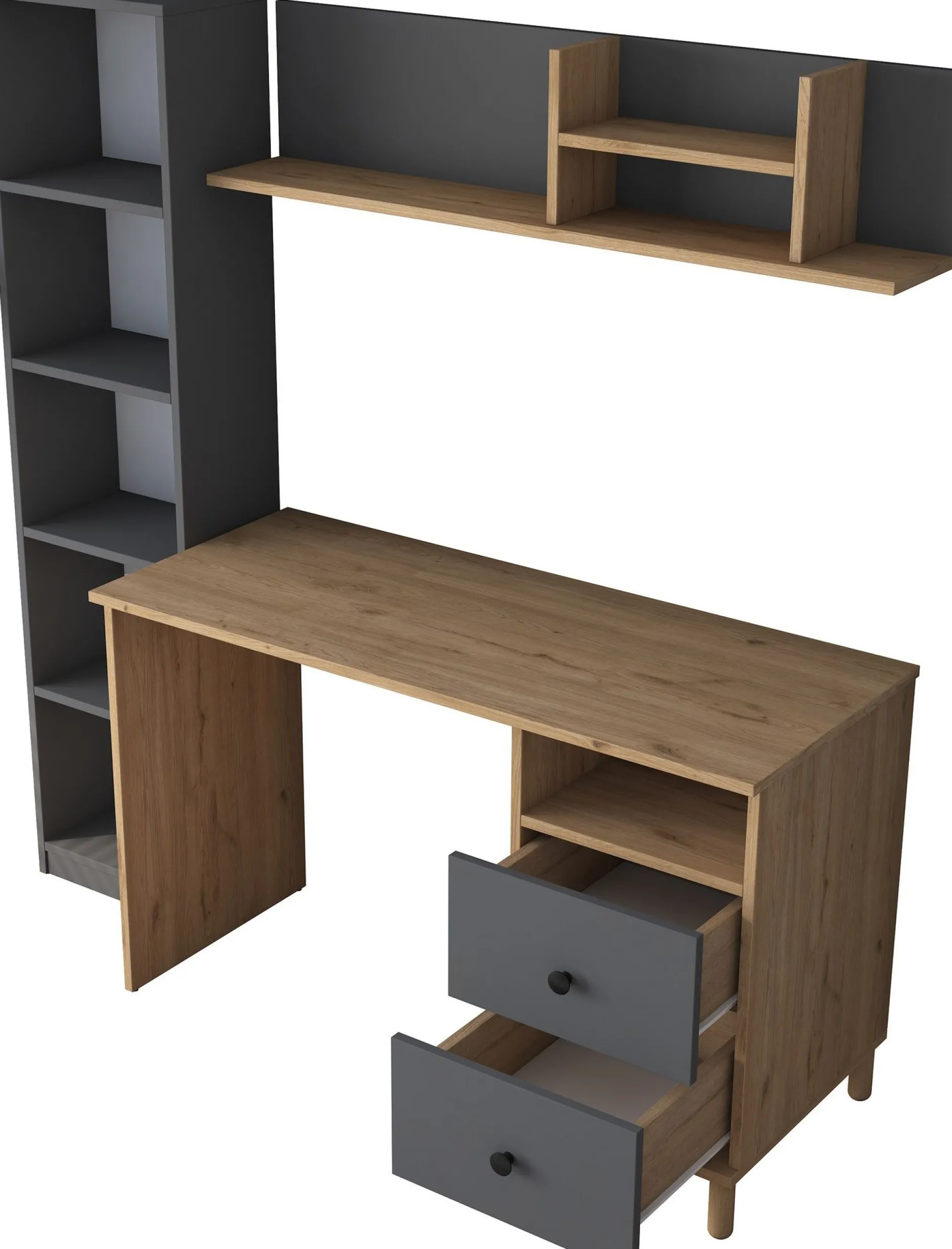 Schreibtisch HA115 - 100% MELAMINE - Nussbaum - 120 x 161,8 x 50 cm