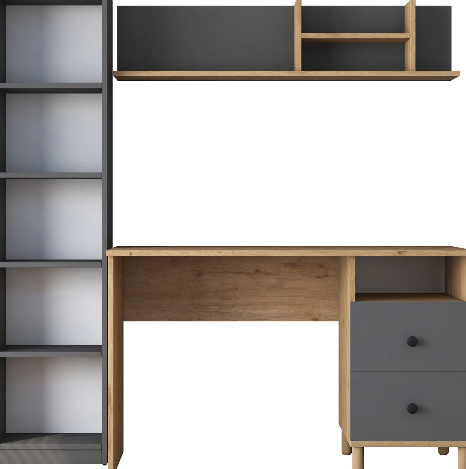Schreibtisch HA115 - 100% MELAMINE - Nussbaum - 120 x 161,8 x 50 cm