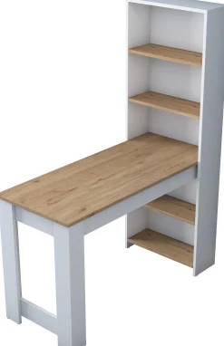 Schreibtisch HA106 - 100% MELAMINE - Weiß - 120 x 153,6 x 53,8 cm