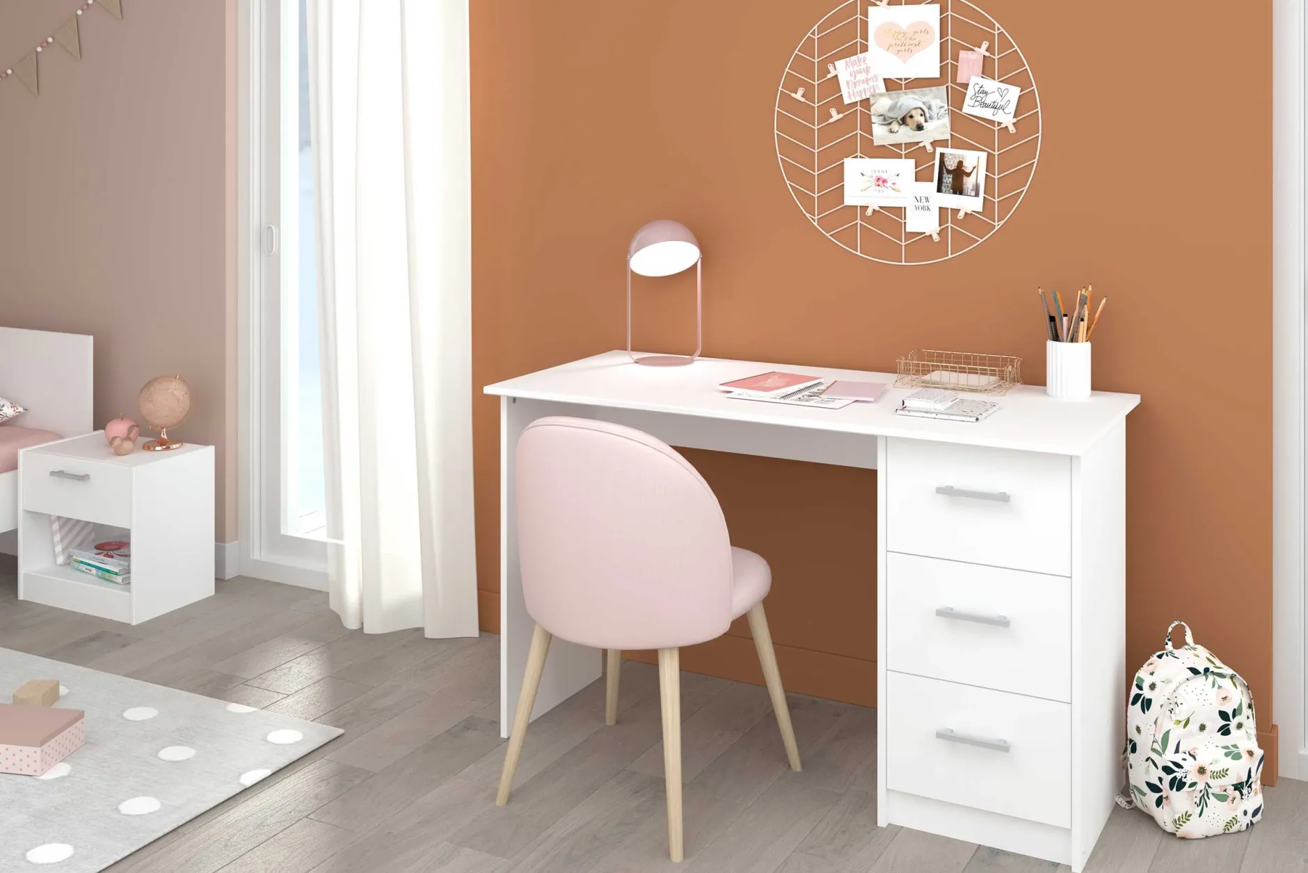 Schreibtisch Infinity 121cm mit Schubladen - weiß