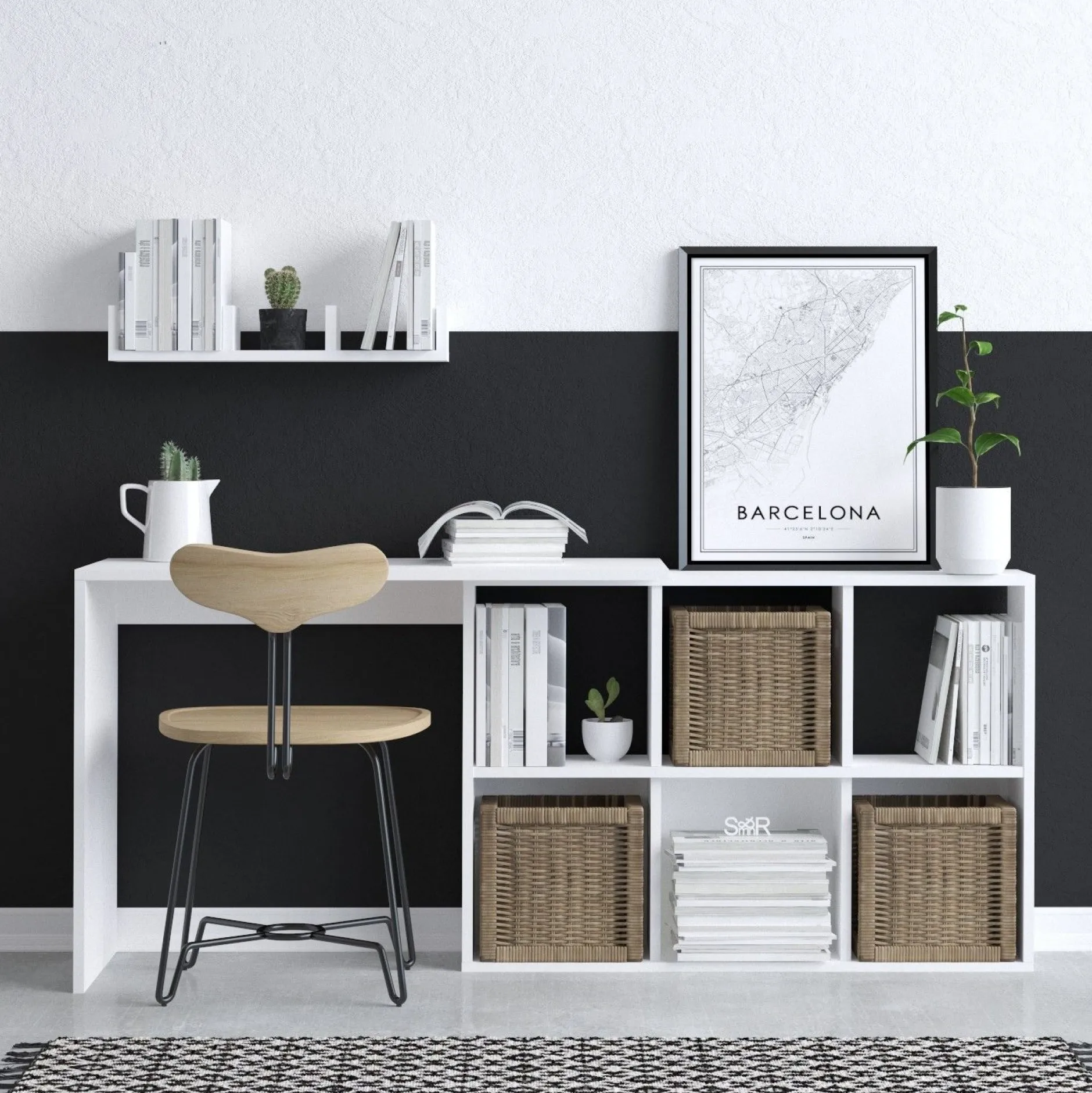 Schreibtisch Jack - 100% MELAMINE - Weiß - 74 x 145 x 45 cm