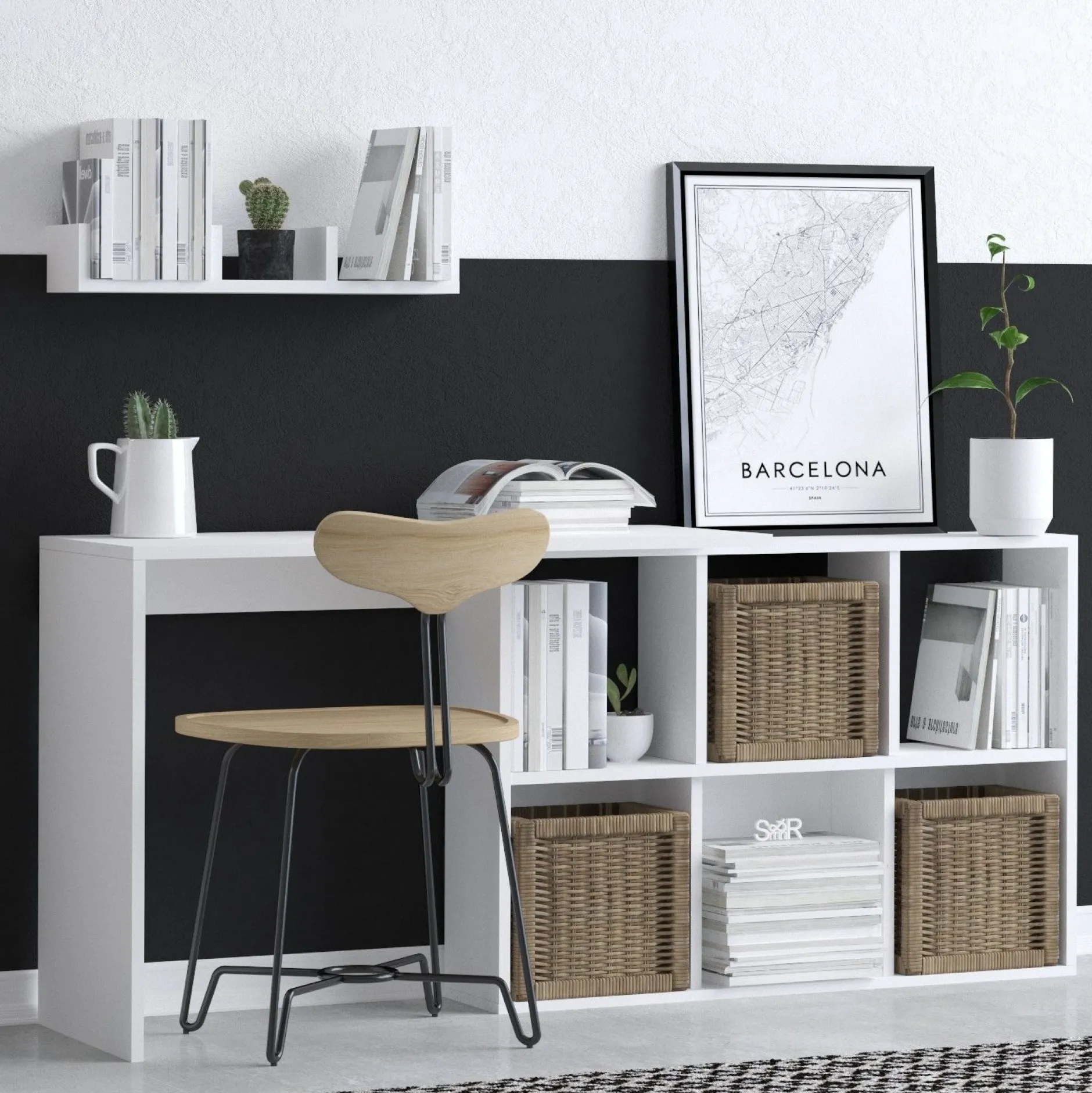 Schreibtisch Jack - 100% MELAMINE - Weiß - 74 x 145 x 45 cm