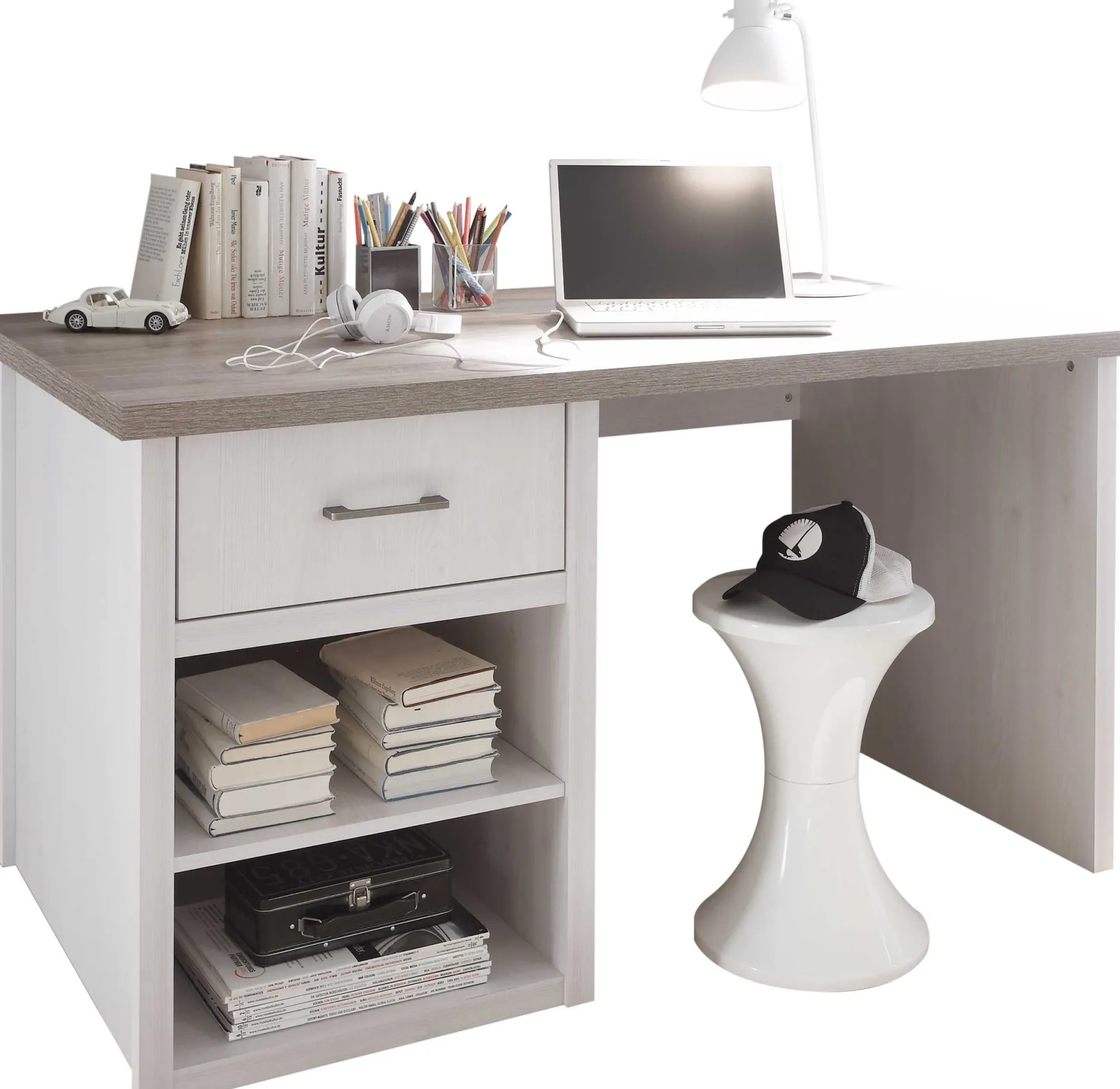 Schreibtisch Larnaca 141cm mit 1 Schublade - weiß