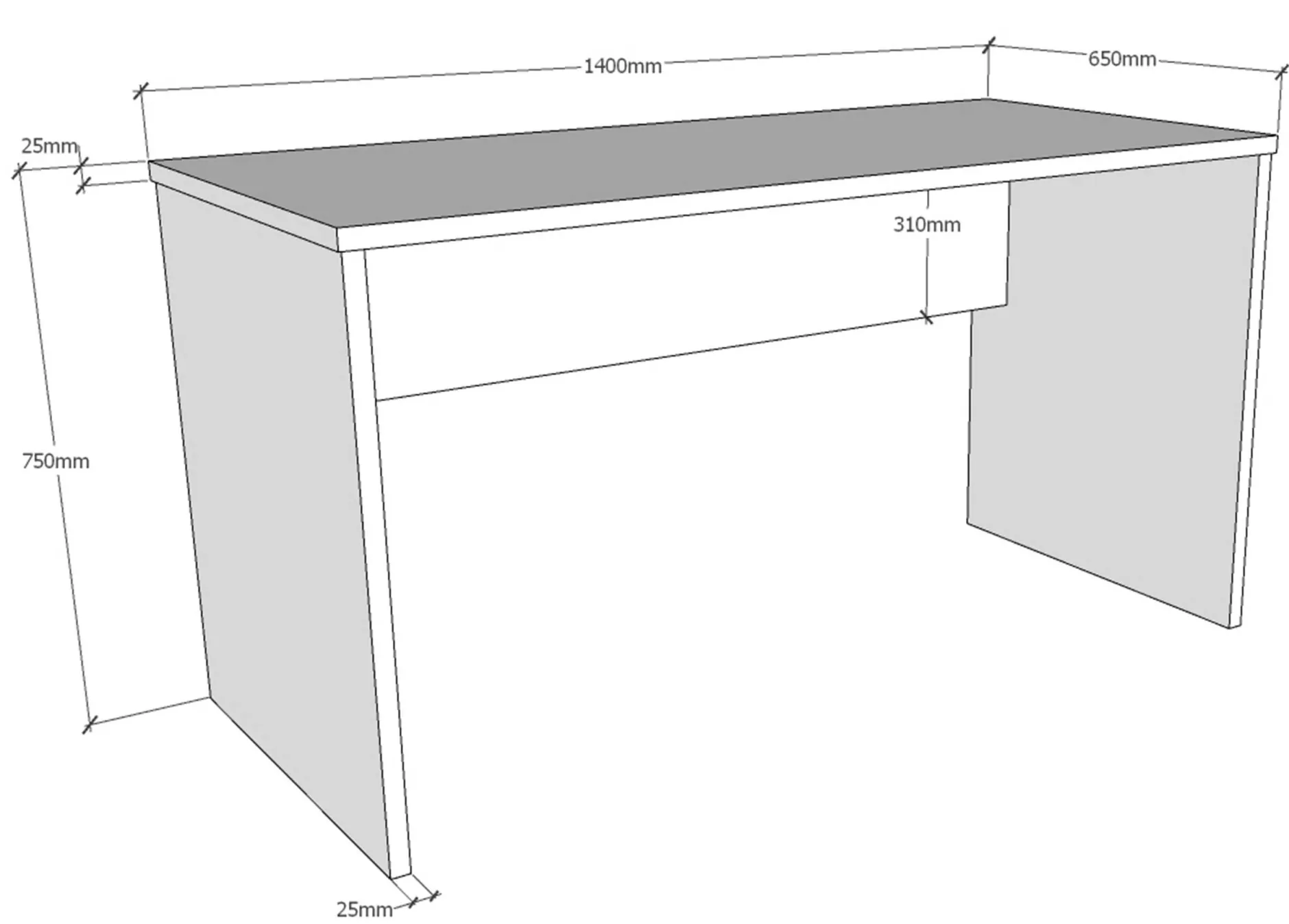 Schreibtisch London 140cm - anthrazit