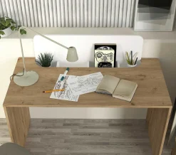 Schreibtisch Maris - 120x60x98cm - mit Stauraum - Eiche Dekor/Weiß