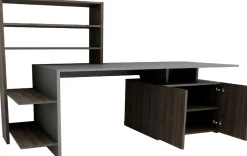 Schreibtisch Melis - 100% MELAMINE - Nussbaum - 146,3 x 128,8 x 60 cm