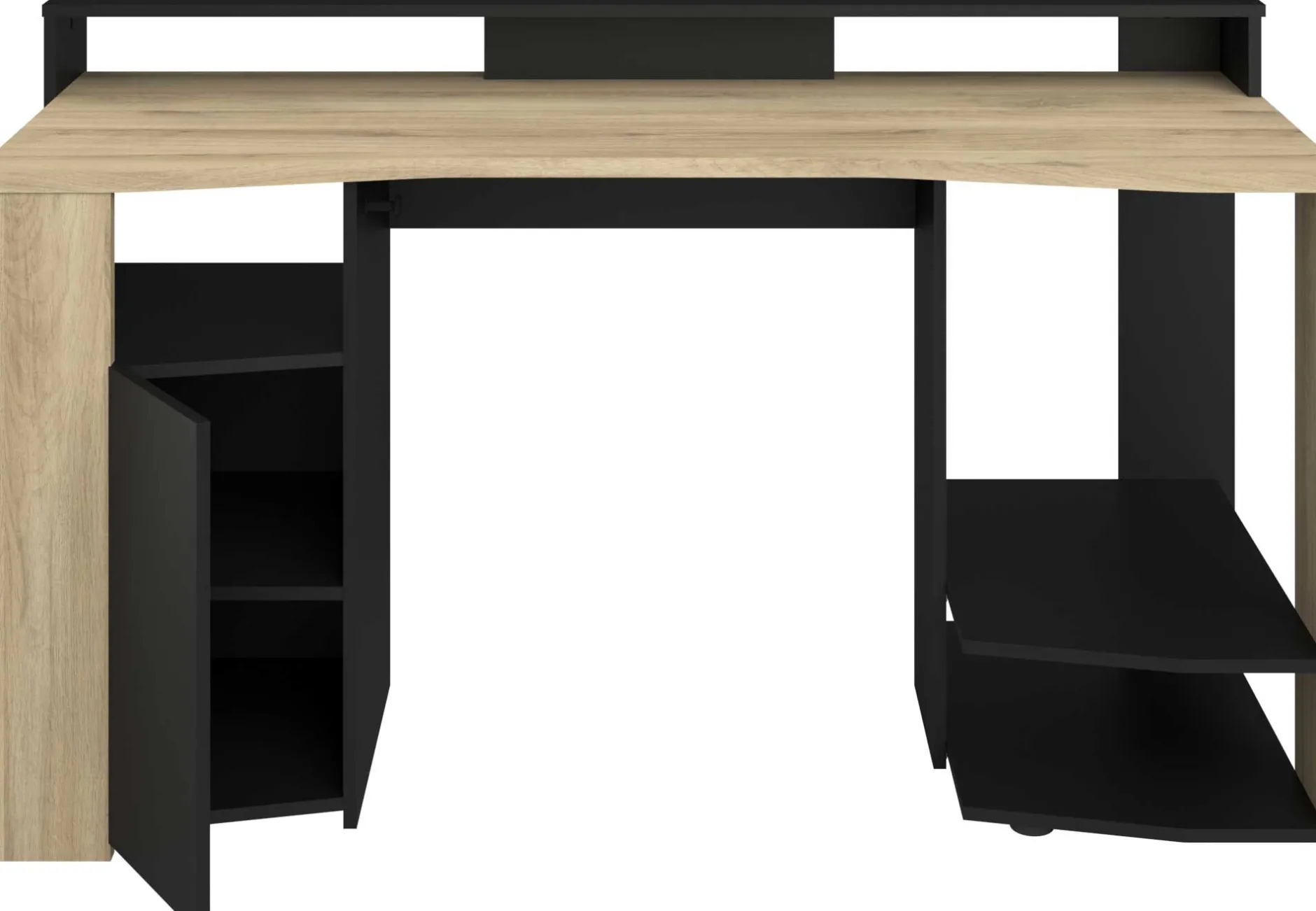 Schreibtisch Meta - 152x61x87cm - mit LED-Beleuchtung - Eiche Dekor/schwarz