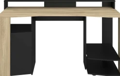 Schreibtisch Meta - 152x61x87cm - mit LED-Beleuchtung - Eiche Dekor/schwarz