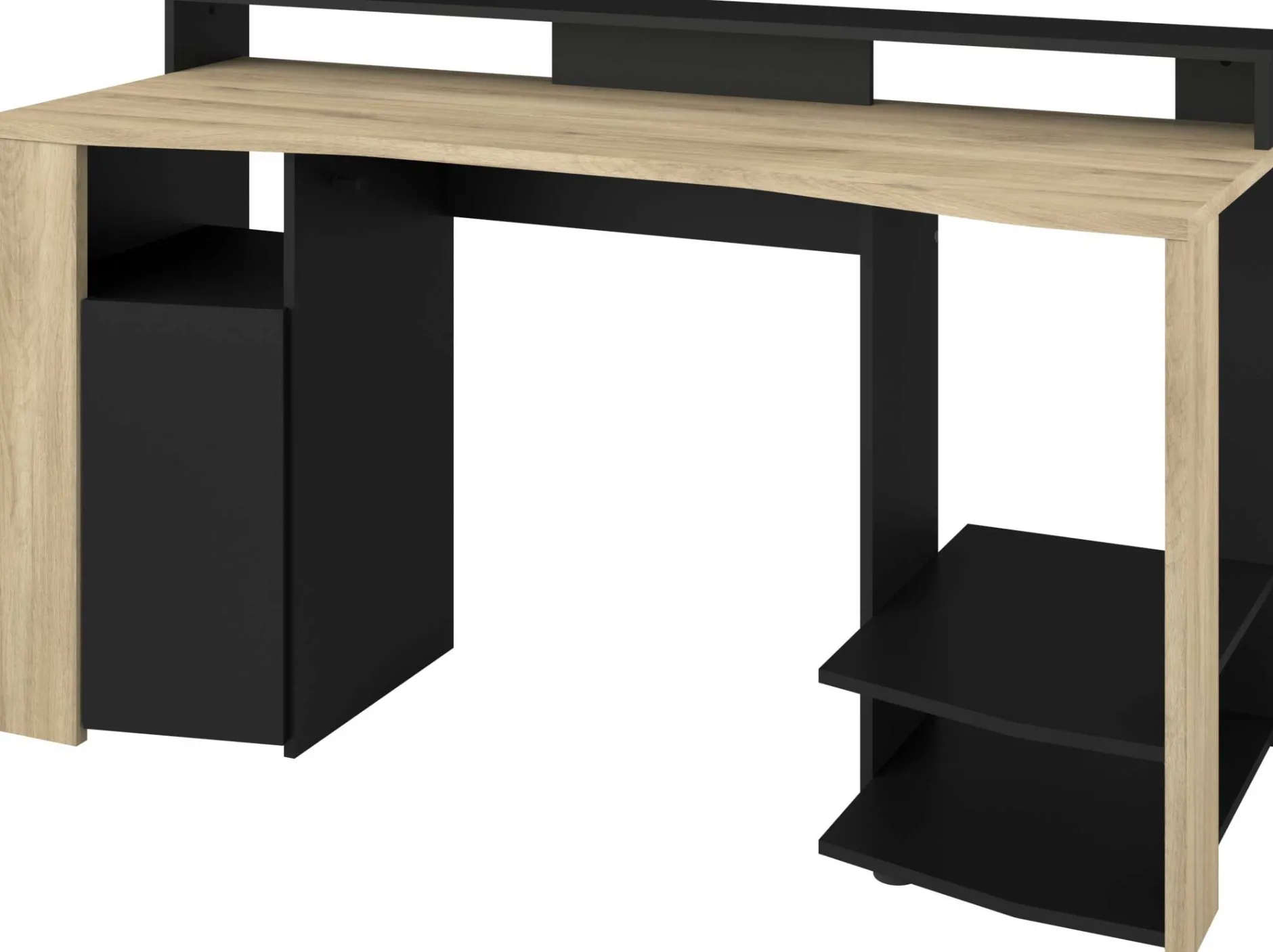 Schreibtisch Meta - 152x61x87cm - mit LED-Beleuchtung - Eiche Dekor/schwarz
