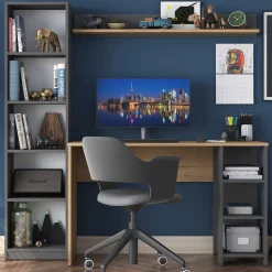 Schreibtisch mit Bücherregal HA125 - 100% MELAMINE - Nussbaum - 160 x 161,8 x 45 cm