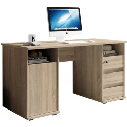 Schreibtisch Primos 145cm mit 3 Schubladen und 1 Tür - Eiche