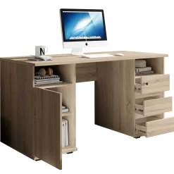 Schreibtisch Primos 145cm mit 3 Schubladen und 1 Tür - Eiche