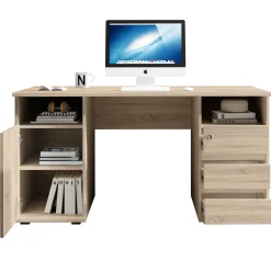 Schreibtisch Primos 145cm mit 3 Schubladen und 1 Tür - Eiche