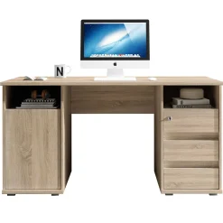 Schreibtisch Primos 145cm mit 3 Schubladen und 1 Tür - Eiche